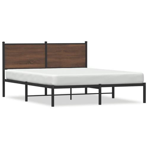 Metallbett Ohne Matratze Braun Eichen-Optik Braune Eiche | Größe: 137 x 190 cm | Modell: mit Kopfteil
