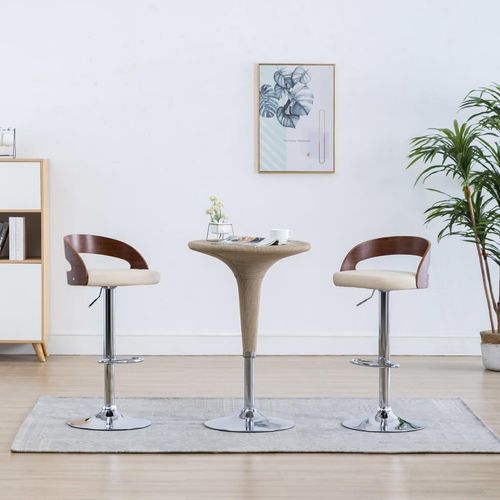 Barhocker 2 Stk. Bugholz | Farbe: Cremeweiß und Dunkelbraun