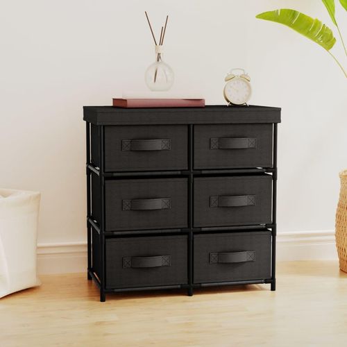 Schrank Mit 6 Schubladen 55×29×55 Cm Stahl | Farbe: Schwarz