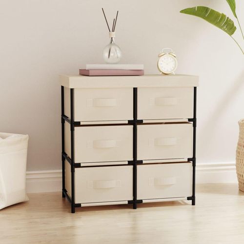 Schrank Mit 6 Schubladen 55×29×55 Cm Stahl | Farbe: Creme