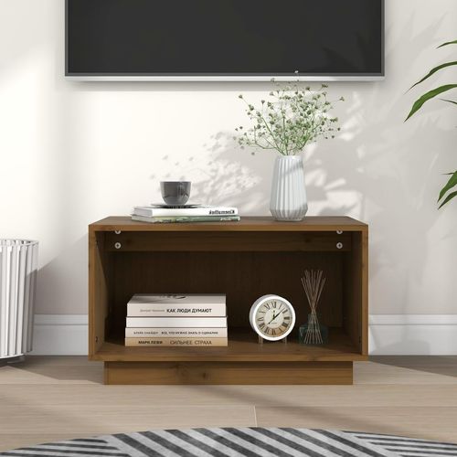 Tv-Schrank 60X35X35 Cm Massivholz Kiefer | Farbe: Honigbraun