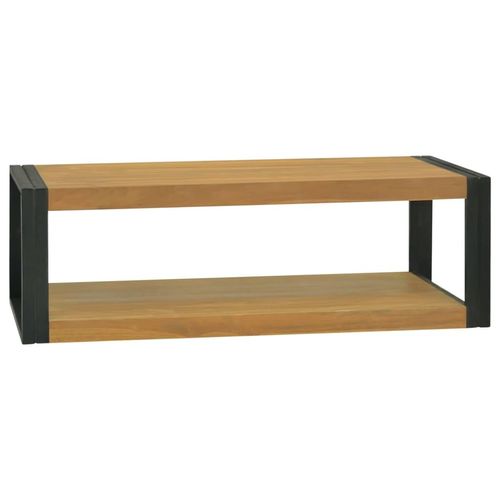 Wand-Badregal Massivholz Teak | Farbe: Braun und Schwarz | Größe: 110 x 45 x 35 cm