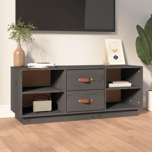 Tv-Schrank 100X34X40 Cm Massivholz Kiefer | Farbe: Grau