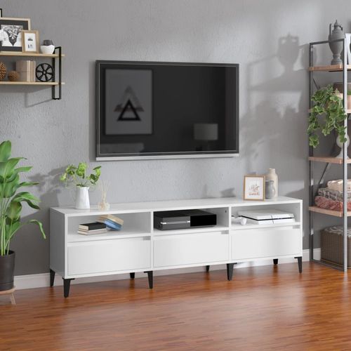 Tv-Schrank 100X34,5X44,5 Cm Holzwerkstoff Hochglanz-Weiß | Breite: 150 cm | Tiefe: 30 cm