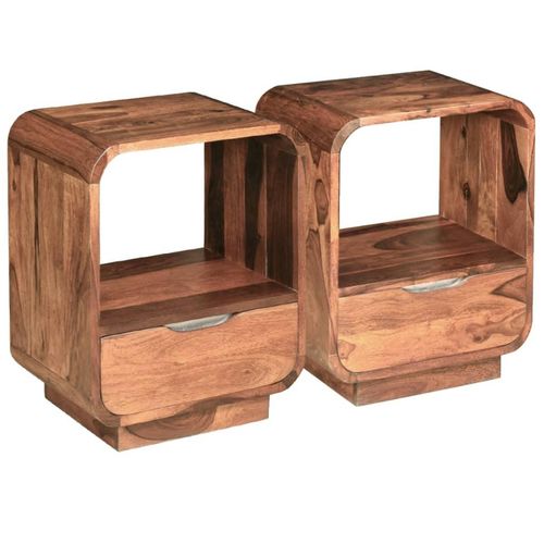 Nachttisch Mit Schublade Massivholz Palisander 40X30X50 Cm | Anzahl im Paket: 2
