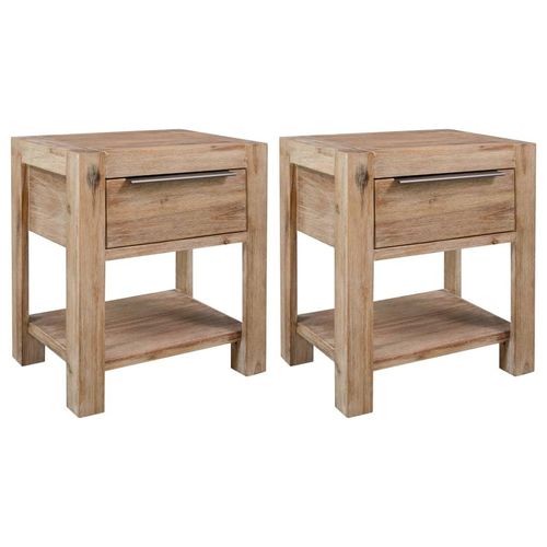 Nachttisch Mit Schublade 40X30X48 Cm Akazie Massivholz | Anzahl im Paket: 2
