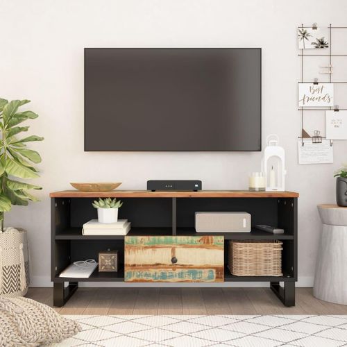 Tv-Schrank 100X33X46 Cm Massivholz Akazie & Holzwerkstoff | Farbe: Mehrfarbig