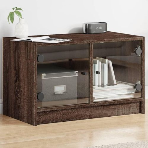 Tv-Schrank Mit Glastüren 68X37X42 Cm | Farbe: Braune Eiche