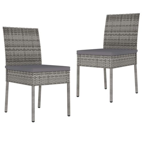 Garten-Essstühle 4 Stk. Poly Rattan Grau | Anzahl im Paket: 2