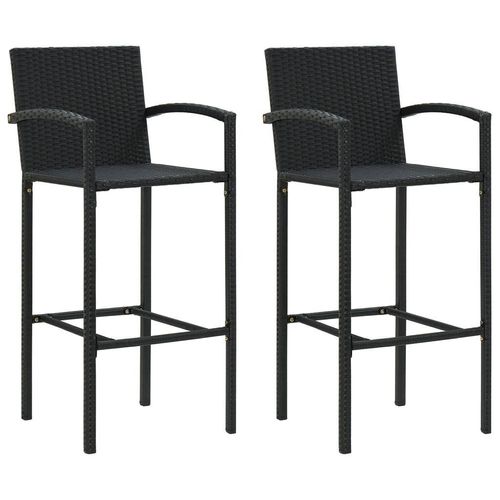 Barhocker 2 Stk. Poly Rattan | Anzahl im Paket: 2 | Farbe: Schwarz