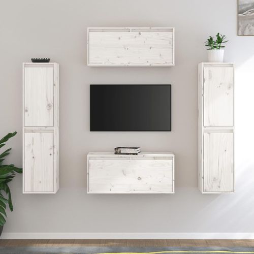 Tv-Schränke 6 Stk. Massivholz Kiefer | Farbe: Weiß