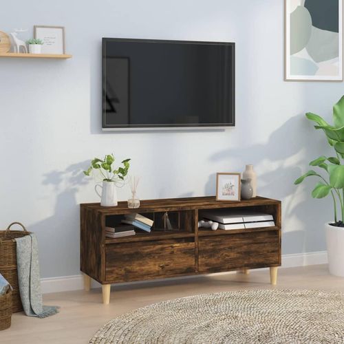 Tv-Schrank 100X34,5X44,5 Cm Holzwerkstoff Räuchereiche | Breite: 100 cm | Tiefe: 34.5 cm