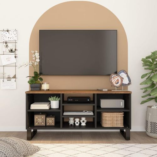 Tv-Schrank 100X33X46 Cm Altholz Massiv & Holzwerkstoff | Farbe: Honigbraun