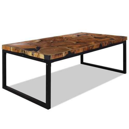 Couchtisch Teak Harz | Farbe: Schwarz | Größe: 110 x 60 x 40 cm