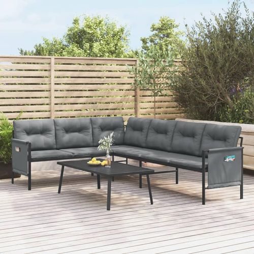 Garten-Ecksofa Anthrazit Stahl Und Textilene | Größe: 230 x 168 x 65 cm