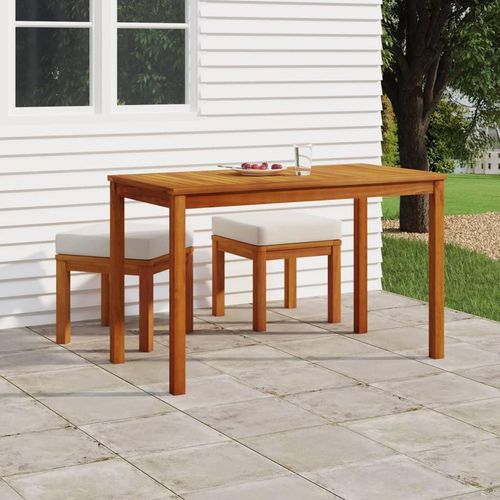 3-Tlg. Garten-Essgruppe Mit Kissen Massivholz Akazie | Kissenfarbe: Creme