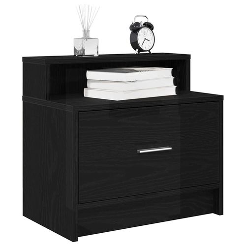 Nachttisch Mit Schublade Sonoma-Eiche 51X31X47 Cm | Anzahl im Paket: 2 | Farbe: Schwarz