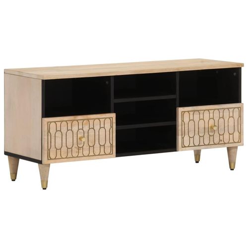 Tv-Schrank 100X33X46 Cm Massivholz Mango | Farbe: Natur