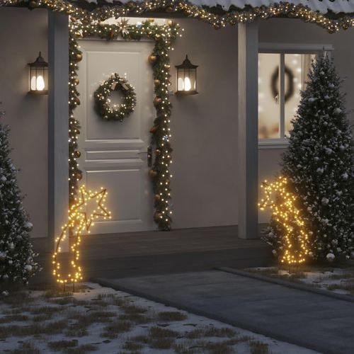 Sternschnuppe Mit Erdspießen Und 115 Leds | Farbe: Schwarz | Größe: 89 cm