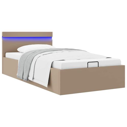 Bett Mit Bettkasten Hydraulisch Led Kunstleder 90X200Cm | Farbe: Cappuccino | Größe: 100 x 200 cm