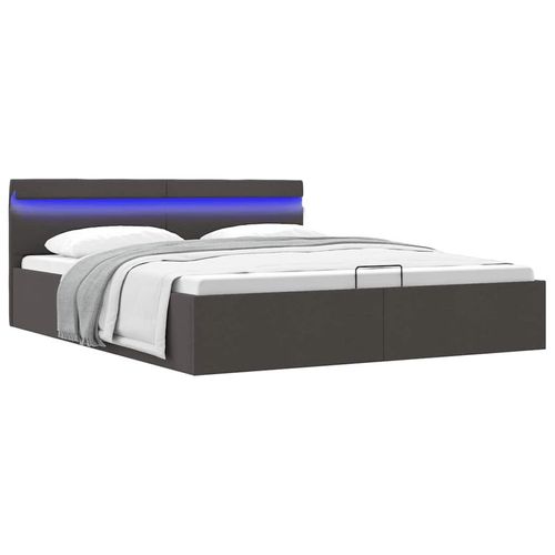 Bett Mit Bettkasten Hydraulisch Led Stoff | Farbe: Dunkelgrau | Größe: 160 x 200 cm