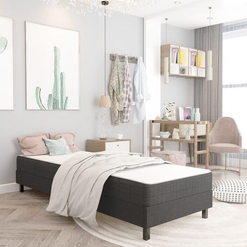 Boxspringbett Dunkelgrau Stoff | Größe: 90 x 200 cm | Höhe: 24.5 cm