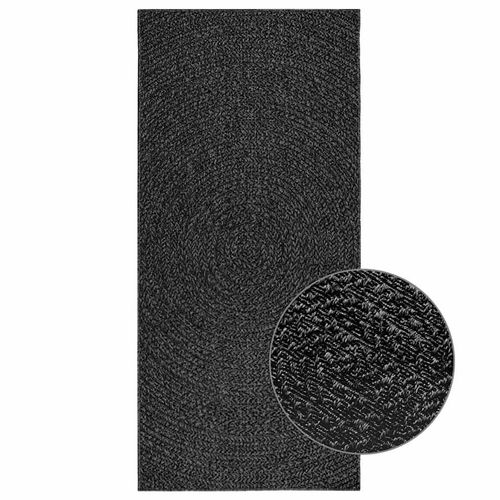 Teppich Zizur Jute-Optik Indoor Und Outdoor Anthrazit | Größe: 100 x 200 cm | Muster: Rund