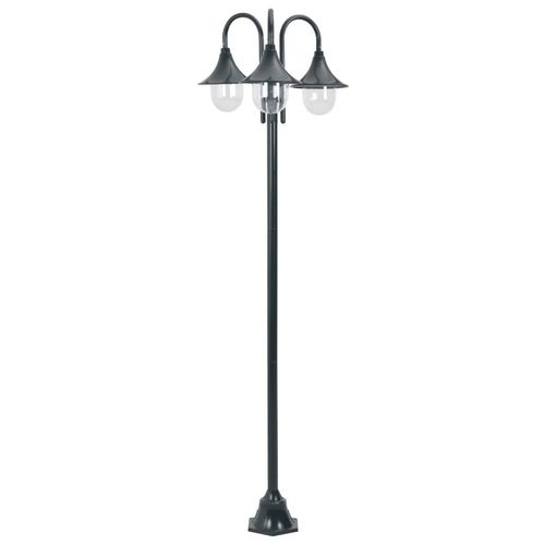 Garten-Pollerleuchte E27 220 Cm Aluminium 3-Laterne | Farbe: Dunkelgrün