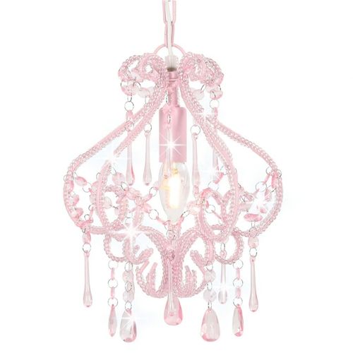 Deckenleuchte Mit Perlen Rund E14 | Farbe: Rosa