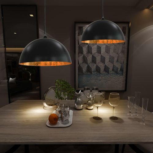 Deckenleuchten 2 Stk. Schwarz Und Gold Halbkugelförmig 40Cm E27 | Größe: 50 cm