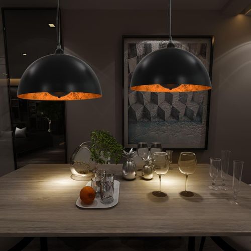 Deckenleuchten 2 Stk. Schwarz Und Gold Halbkugelförmig 40Cm E27 | Größe: 40 cm