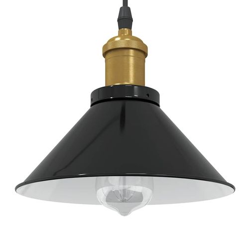 Pendelleuchte Höhenverstellbar E27 Schwarz Glänzend Ø 22 Cm | Farbe: gloss black