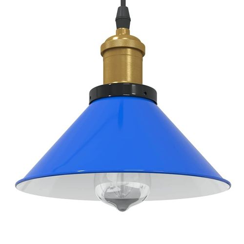 Pendelleuchte Höhenverstellbar E27 Schwarz Glänzend Ø 22 Cm | Farbe: gloss dark blue