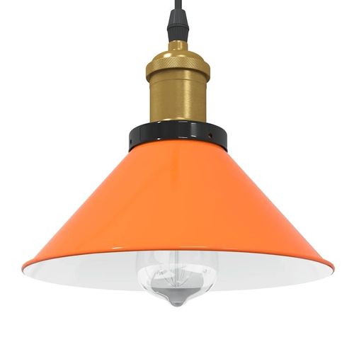 Pendelleuchte Höhenverstellbar E27 Schwarz Glänzend Ø 22 Cm | Farbe: gloss orange