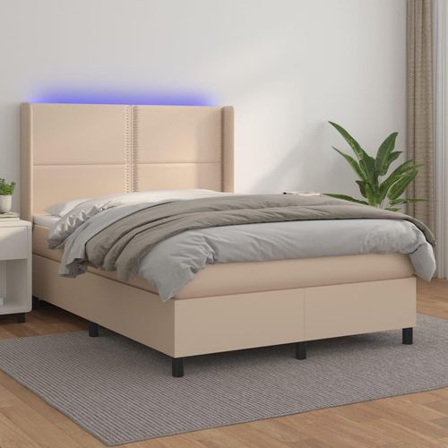 Boxspringbett Mit Matratze & Led -Braun 180X200Cm Cappuccino | Größe: 140 x 200 cm | Modell: Flach mit Nägeln