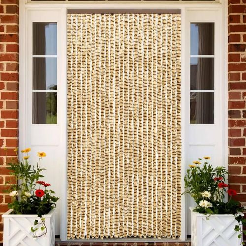 Insektenschutz-Vorhang Chenille Beige Und Braun | Größe: 100 x 220 cm