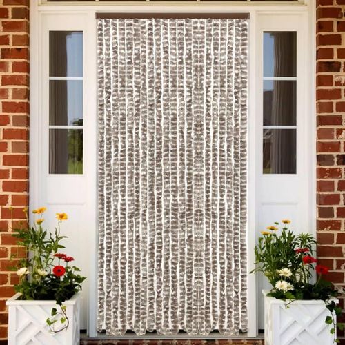 Insektenschutz-Vorhang Chenille Taupe Und Weiß | Größe: 56 x 185 cm