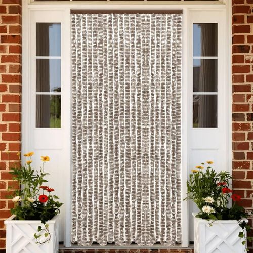 Insektenschutz-Vorhang Chenille Taupe Und Weiß | Größe: 90 x 200 cm