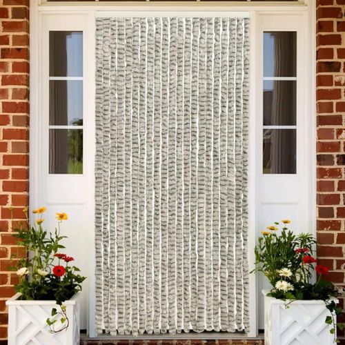 Insektenschutz-Vorhang Chenille Hell- Und Dunkelgrau | Größe: 90 x 220 cm