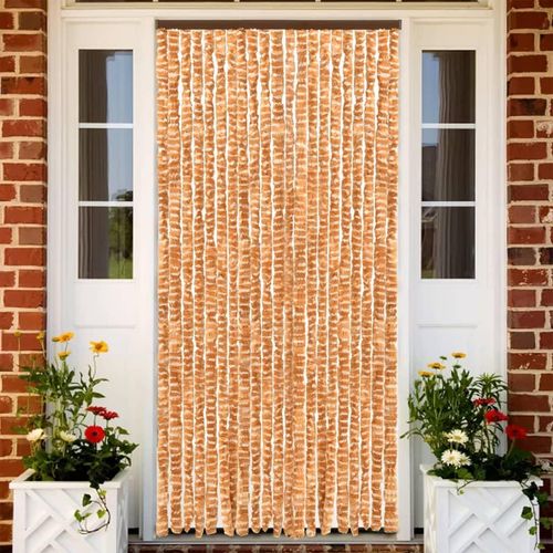 Insektenschutz-Vorhang Chenille Ocker Und Weiß | Größe: 56 x 200 cm
