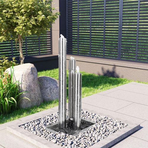 Gartenbrunnen Silbern Edelstahl | Größe: 48 x 34 x 88 cm