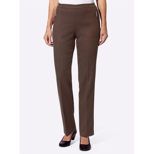 Bügelfaltenhose CLASSIC BASICS, Damen, Gr. 22, Kurzgrößen, braun (schoko), 100% Polyester, gemustert, gestreift, lang, Hosen