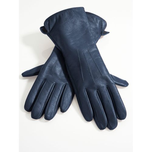 Lederhandschuhe HEINE, Damen, Gr. 7,5, blau (marine), Handschuhe Handschuh