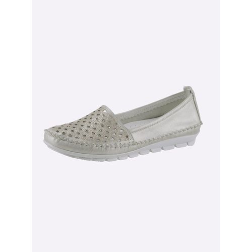 Slipper GEMINI, Damen, Gr. 40, silber (silberfarben), Glattleder, sportlich, Schuhe
