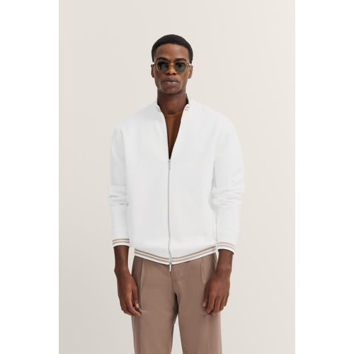 Sweatjacke BUGATTI, Herren, Gr. L, 20, ecru, Sweatware, 54% Modal, 38% Polyester, 8% Elasthan, unifarben, casual, normal, ohne Ausschnitt, Langarm Rippbündchen, Sweatjacken, mit Reißverschluss