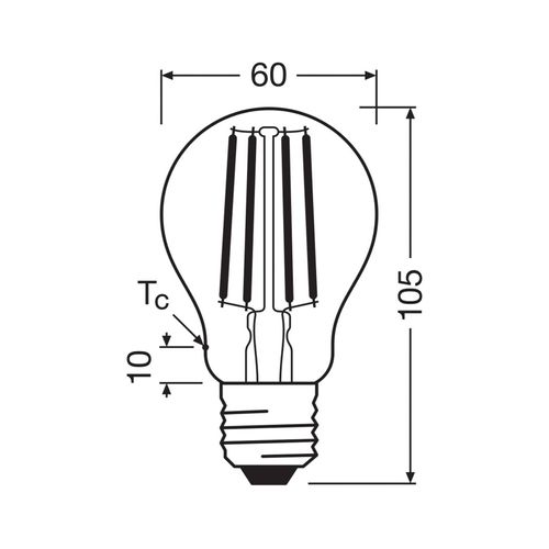OSRAM LED Birne Filament E27 3,8W 827 EEK A 3er-Pack