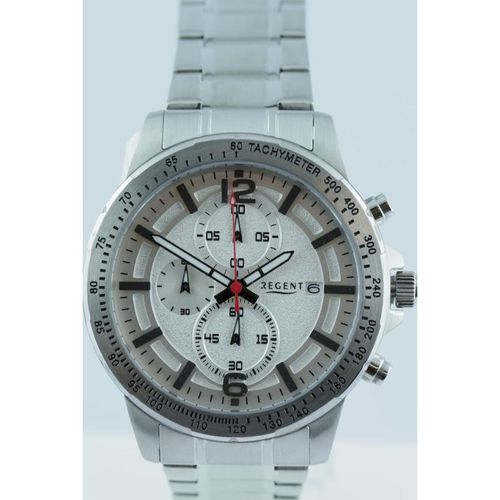 Regent Herren Uhr Metallarmband Metall Armbanduhr Chronograph silber UR1152507