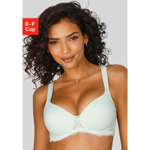 Schalen-BH LASCANA, Damen, Gr. 100, Cup E, grün (mint), Microtouch, Obermaterial: 85% Polyamid, 15% Elasthan, klassisch, BHs, mit Bügel, nahtlos vorgeformte Cups, Spitzendetails, Dessous