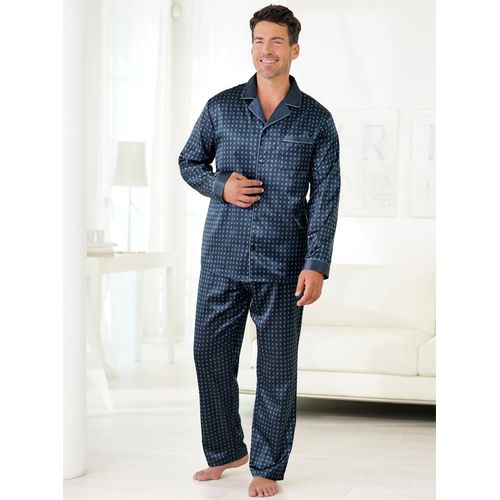 Schlafanzug KINGS CLUB, Herren, Gr. 56/58, blau (dunkelblau), 85% Polyester, 15% Baumwolle, Langarm, Homewear-Sets
