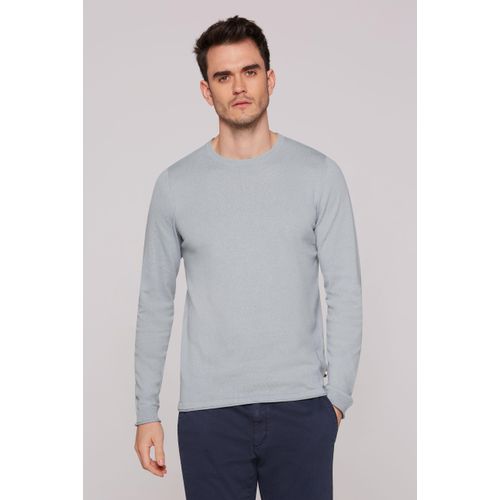 Rundhalspullover CMPD, Herren, Gr. L, smokey mint, Material: 100% Baumwolle, unifarben, casual, lässig geschnitten normal, Rundhals, Langarm eingesetzt Rollsaum, Pullover, mit Rollsäumen